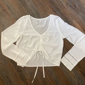 Hollister white cropped blouse